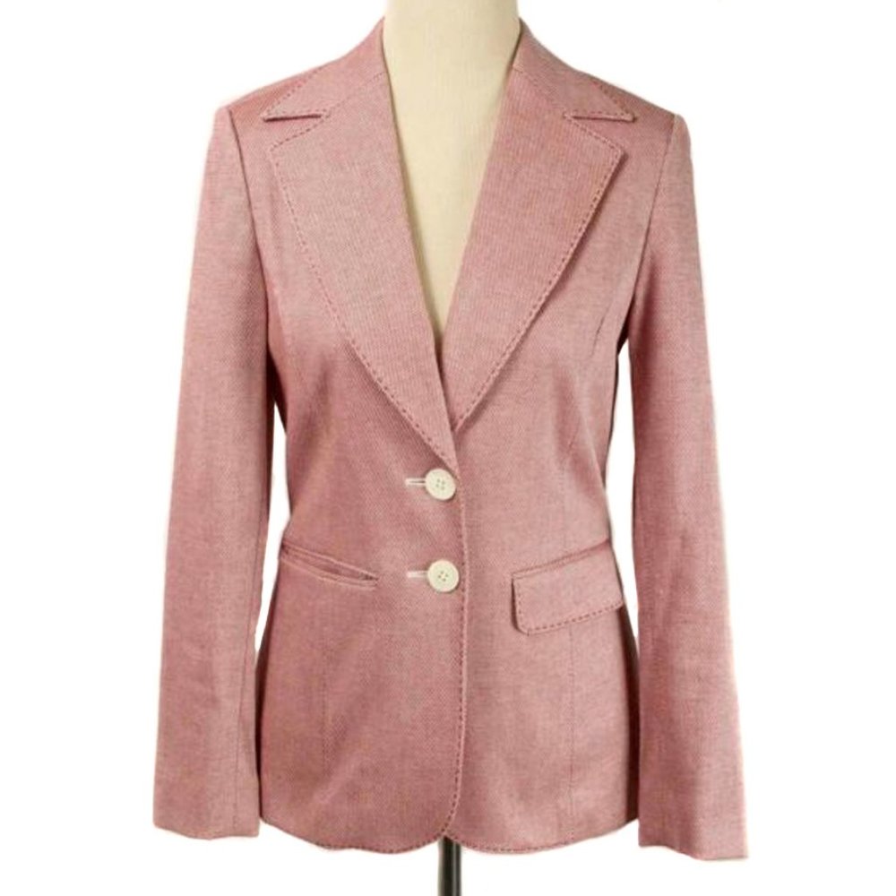 CLASSIQUES ENTIER Red & White Textured Blazer